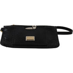 Dolce & Gabbana Black Leather Coin Purse Wristlet Mirror Agnese Wallet VAS12389