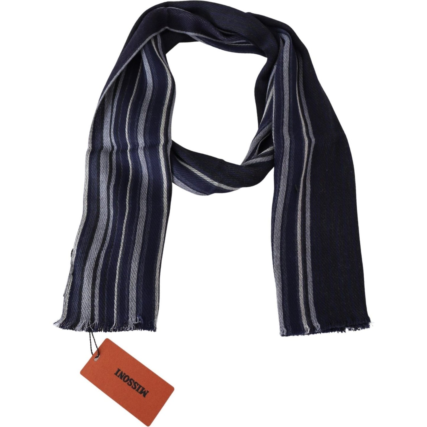 Missoni Chic Multicolor Wool Silk Striped Scarf Missoni Dark Slate Gray