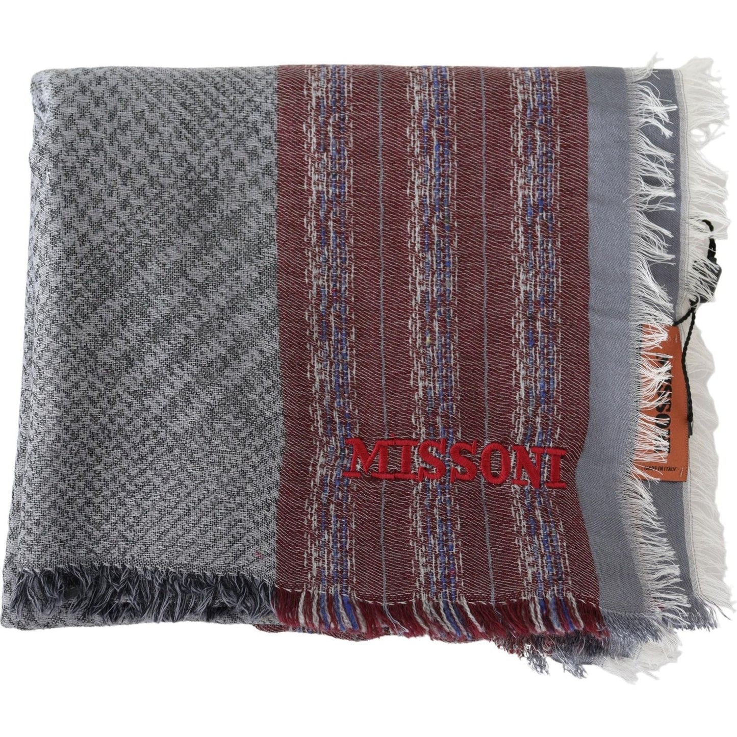Missoni Chic Multicolor Wool Blend Designer Scarf Missoni Dim Gray