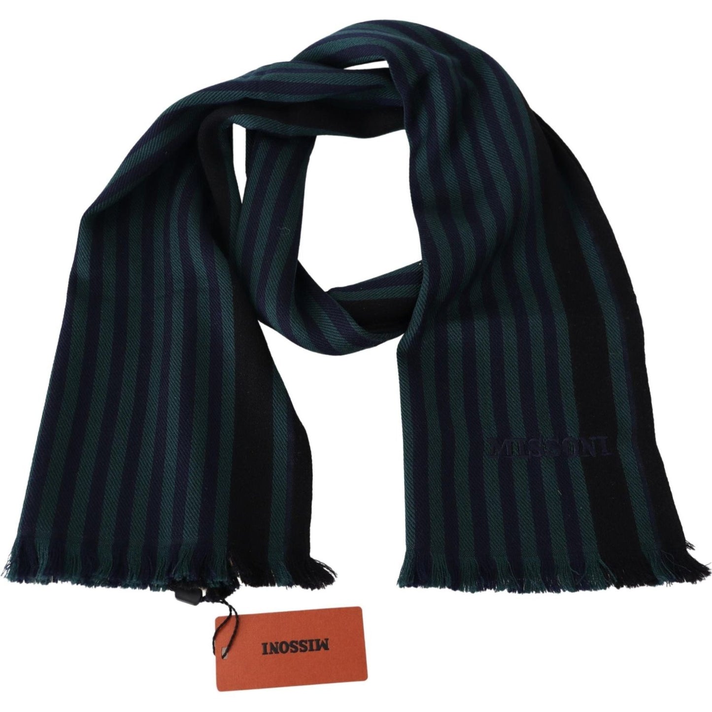 Missoni Elegant Multicolor Wool Scarf with Fringes Missoni Black