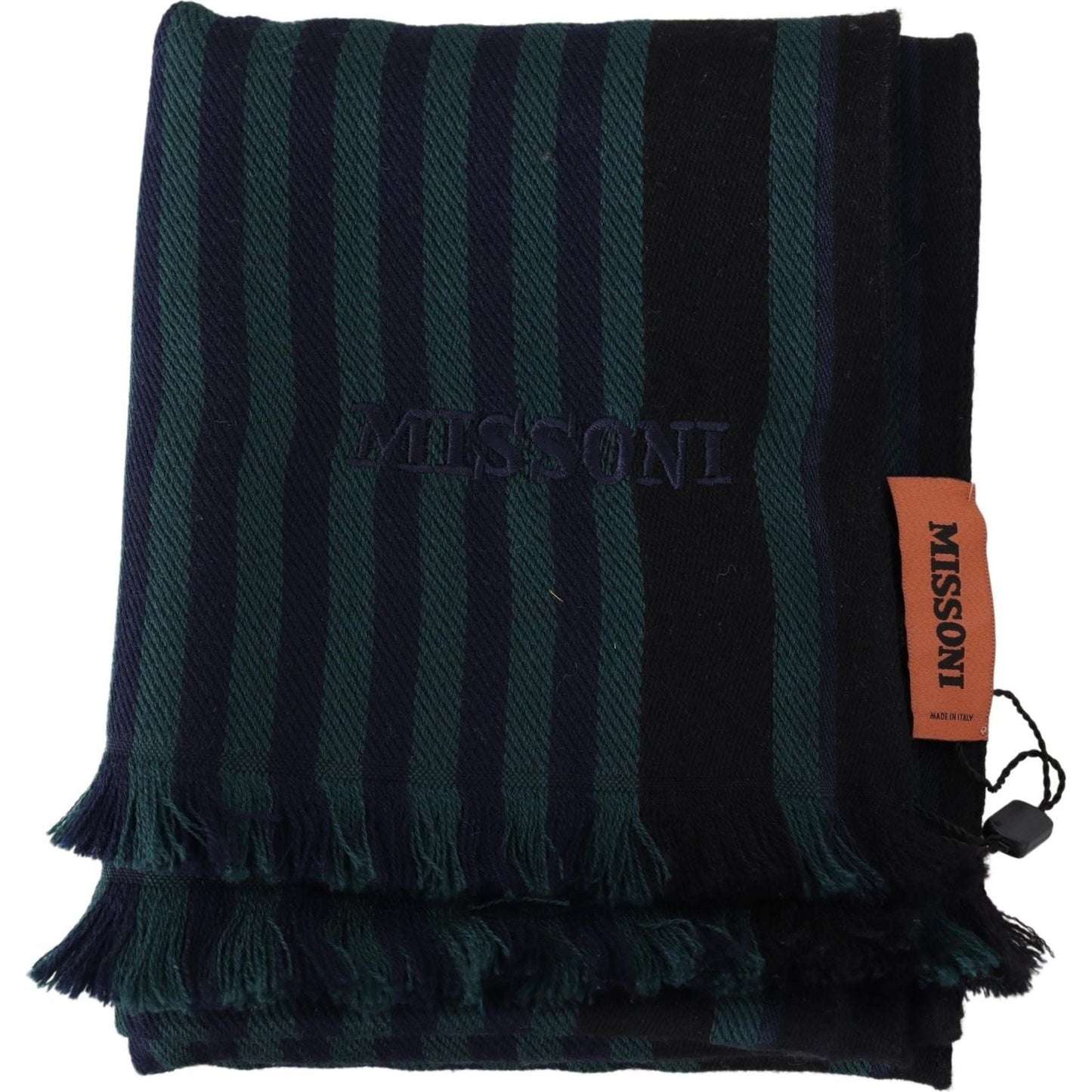 Missoni Elegant Multicolor Wool Scarf with Fringes Missoni Black