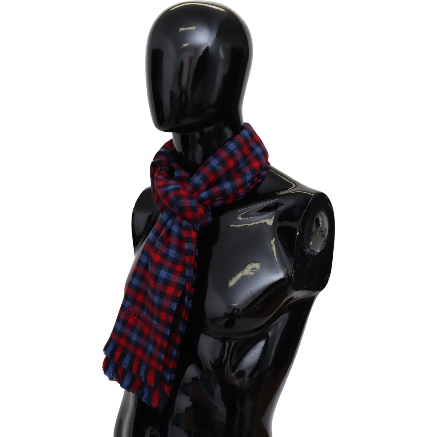 Missoni Chic Check Pattern Wool Scarf with Logo Embroidery Missoni Black