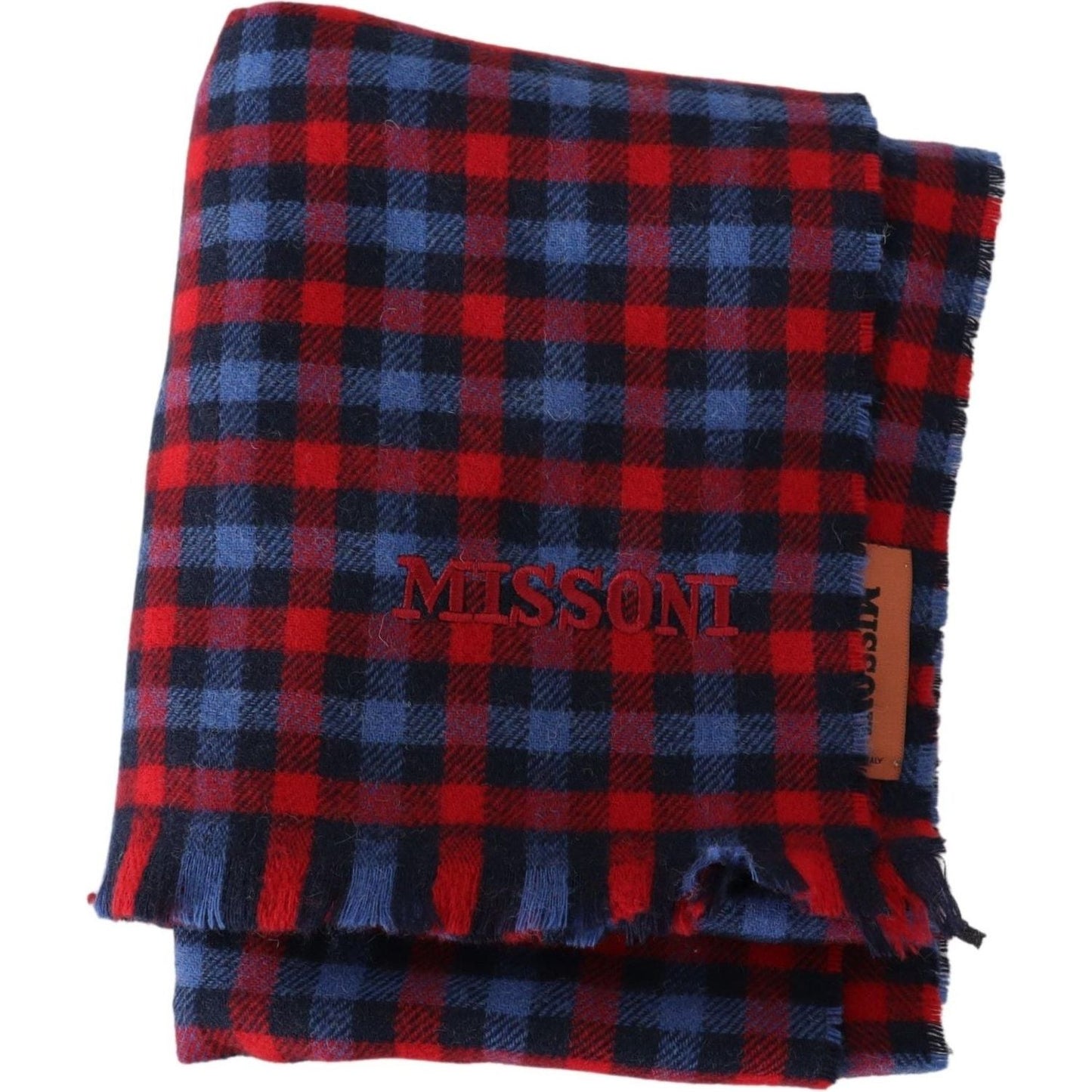 Missoni Chic Check Pattern Wool Scarf with Logo Embroidery Missoni Dark Slate Gray