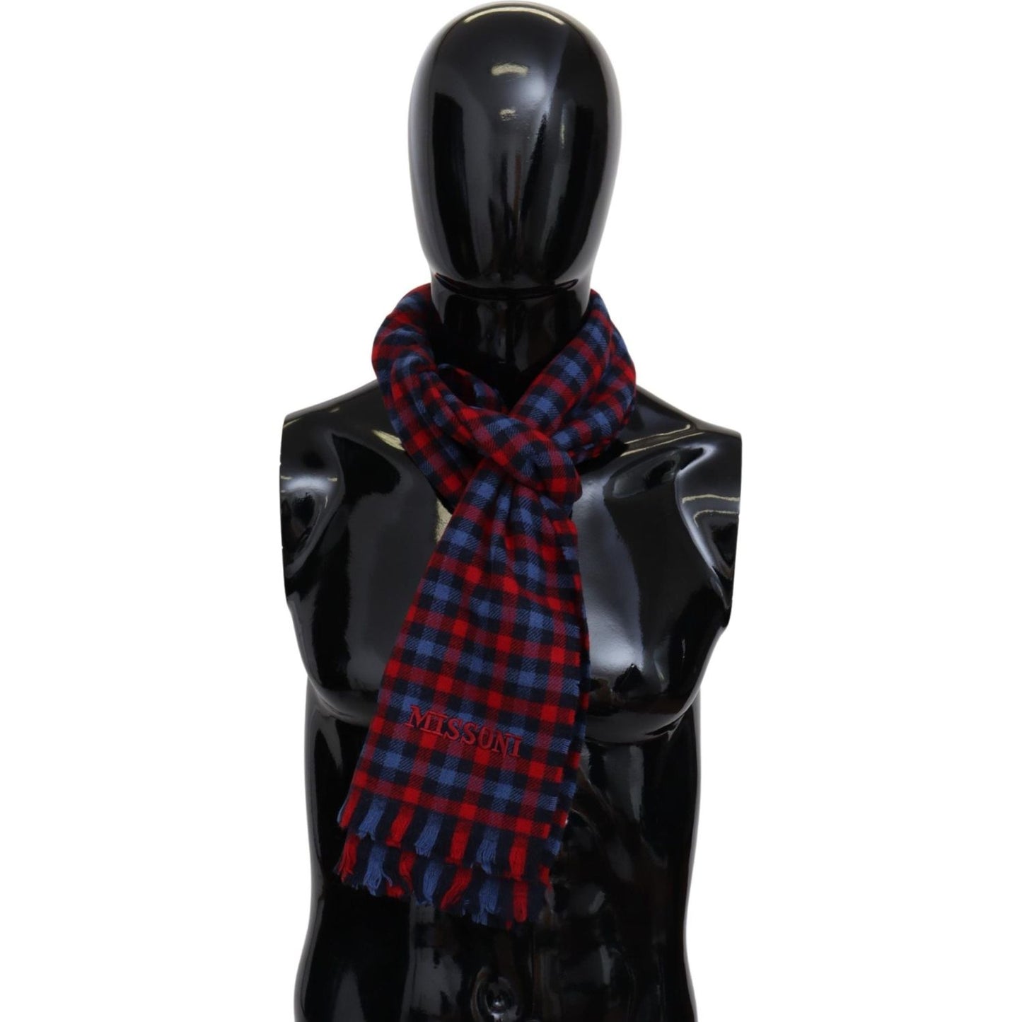 Missoni Chic Check Pattern Wool Scarf with Logo Embroidery Missoni Black