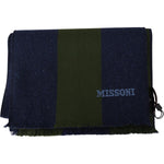 Missoni Authentic Wool Scarf with Stripes and Logo Embroidery Missoni Black