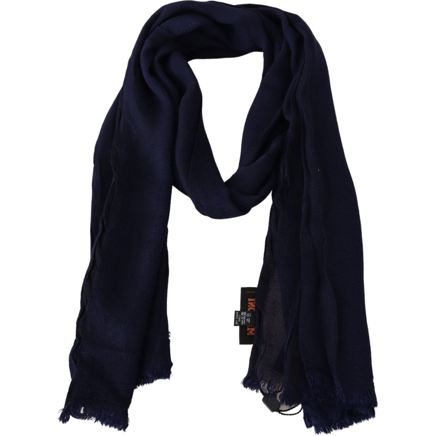 Missoni Elegant Blue Wool Scarf with Embroidered Logo Missoni Black