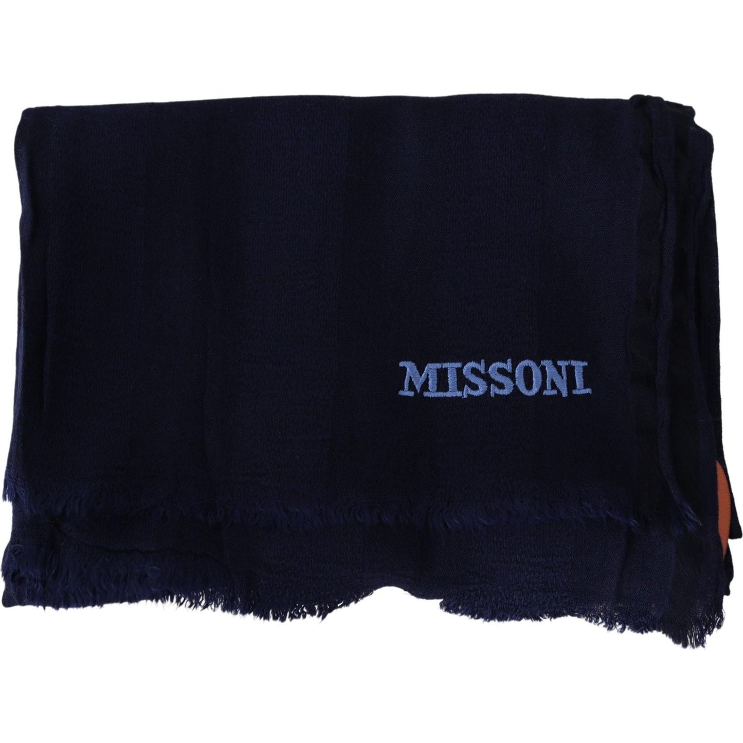 Missoni Elegant Blue Wool Scarf with Embroidered Logo Missoni Black