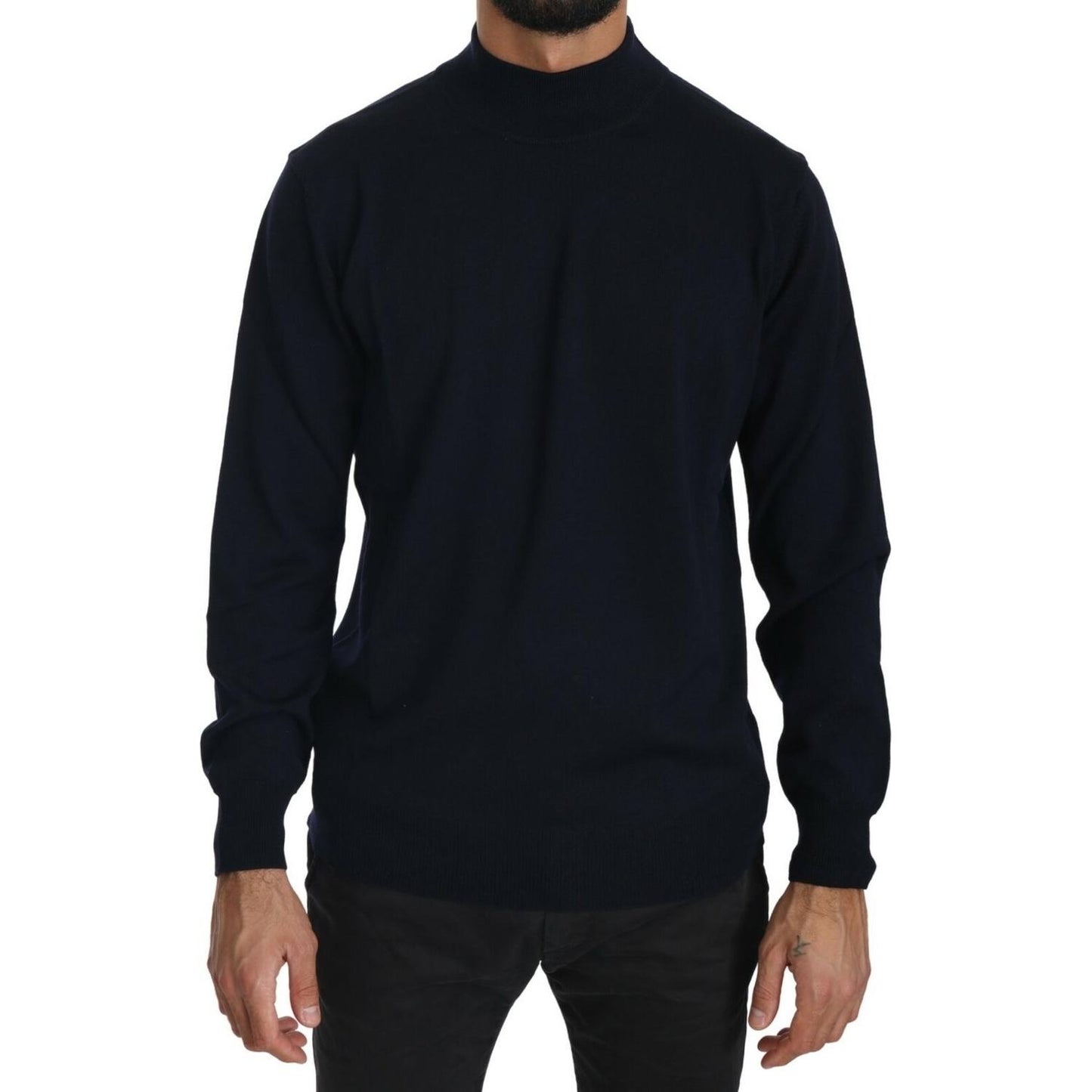MILA SCHÖN Dark Blue Crewneck Pullover 100% Wool Sweater