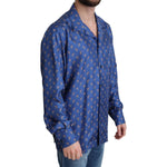 Dolce & Gabbana Blue Beach Chair Umbrella Print Silk Shirt TSH6168 -39