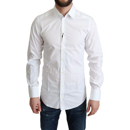 Dolce & Gabbana White Pure Cotton Men Dress Formal Shirt