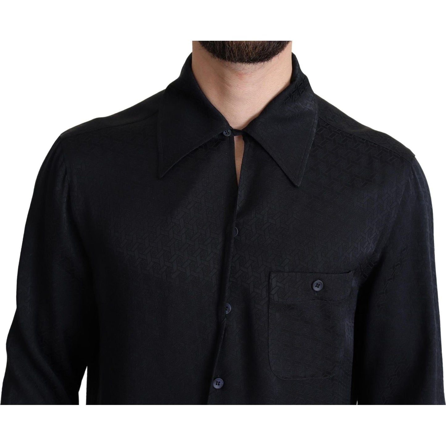 Dolce & Gabbana Elegant Jacquard Silk Casual Shirt Dolce & Gabbana Black