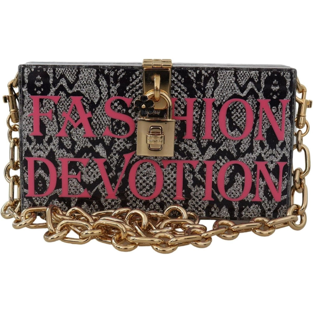 Dolce & Gabbana Gray Fashion Devotion Clutch Plexi SICILY BOX Purse VAS12478