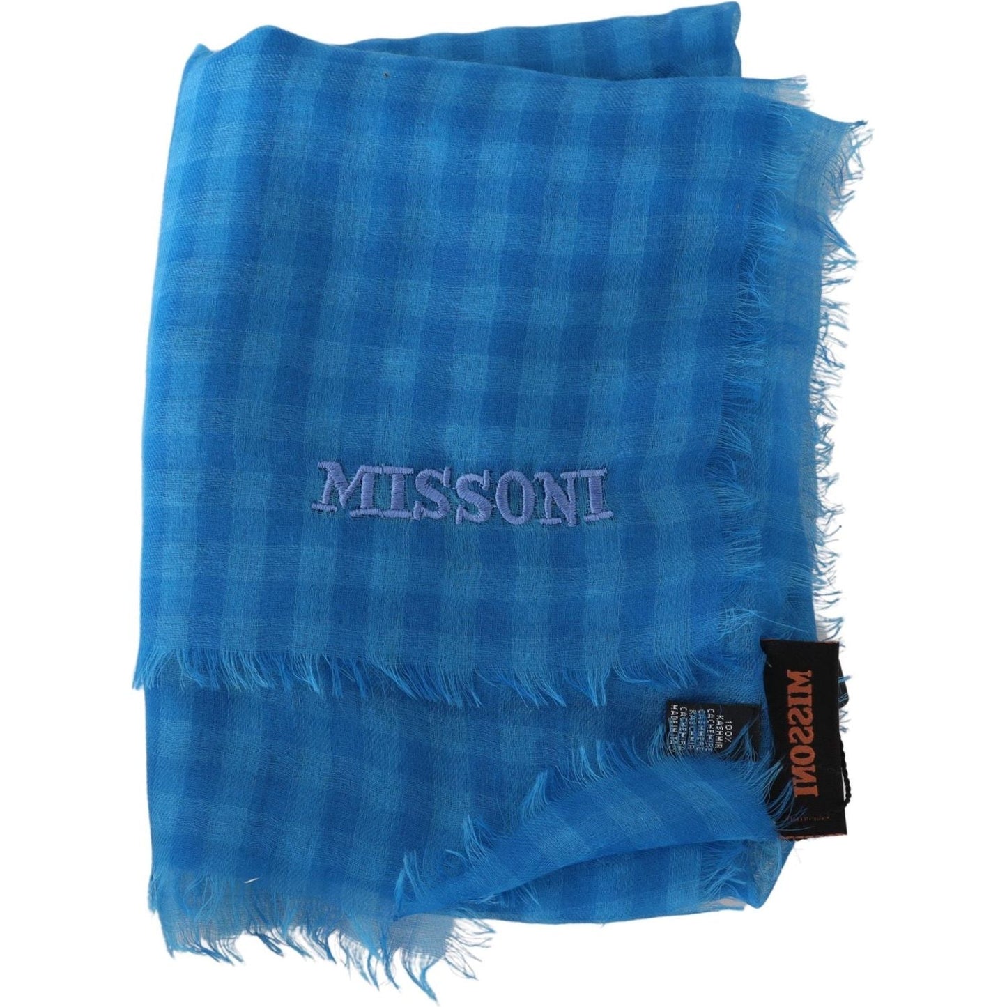 Missoni Chic Checkered Cashmere Scarf Missoni Steel Blue