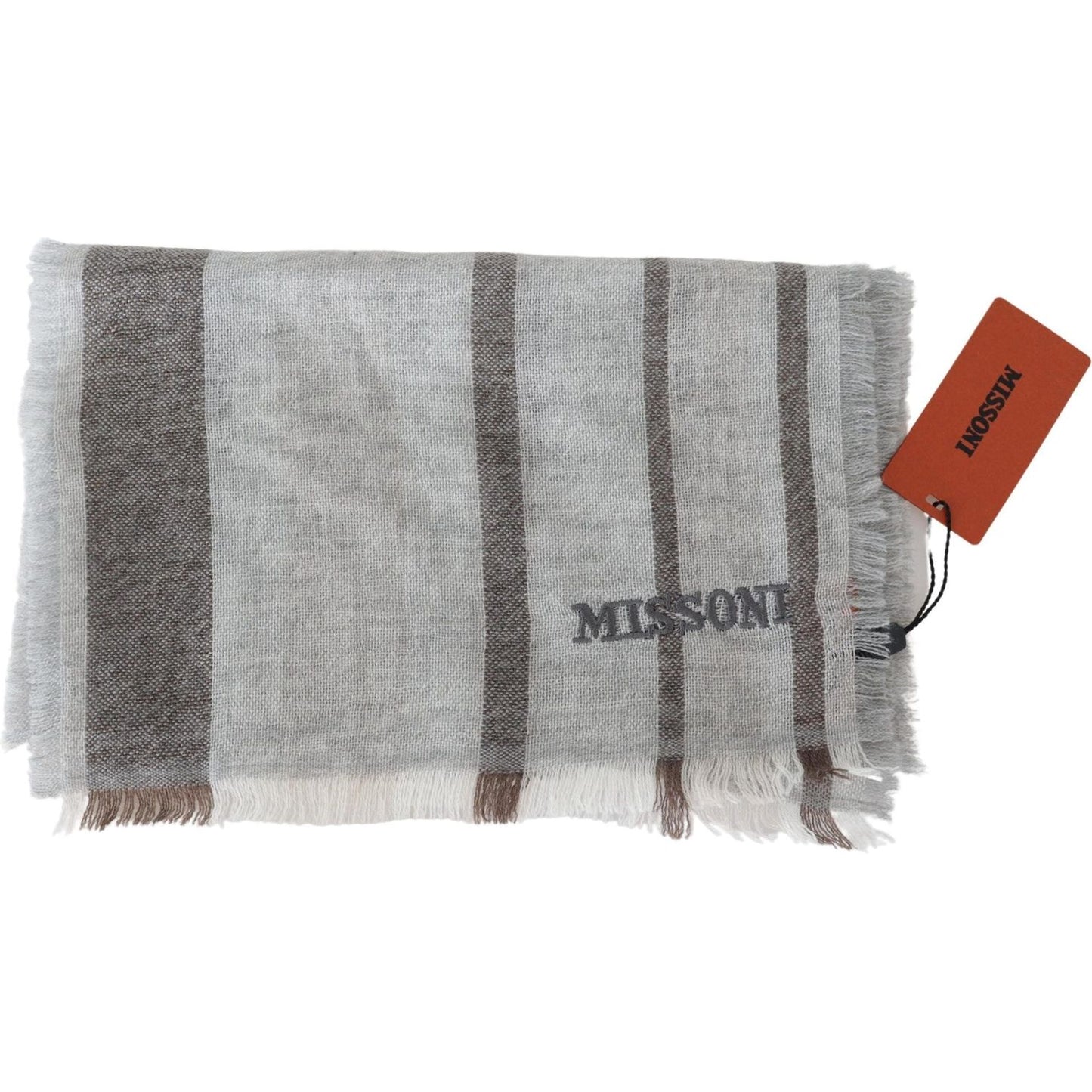 Missoni Multicolor Wool Stripe Fringe Scarf Unisex Missoni Dark Gray