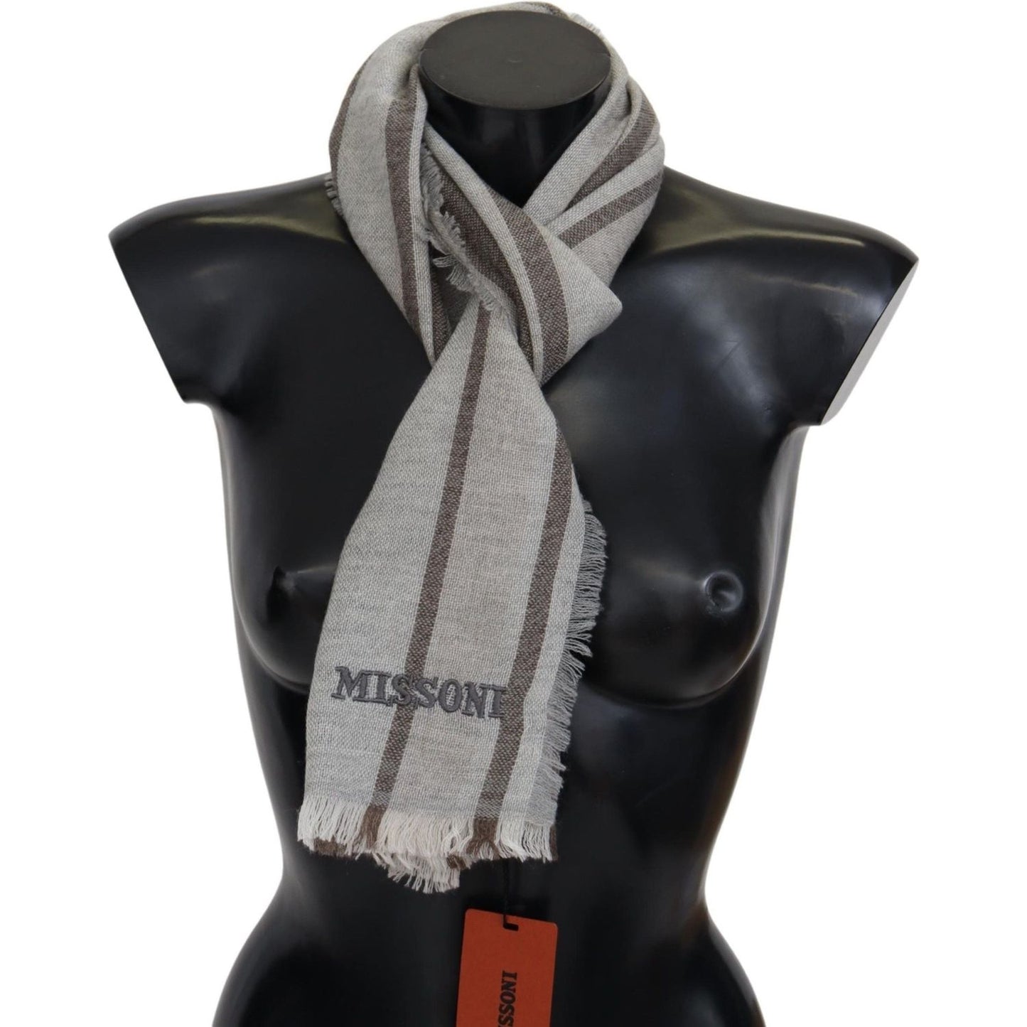 Missoni Multicolor Wool Stripe Fringe Scarf Unisex Missoni Dark Slate Gray
