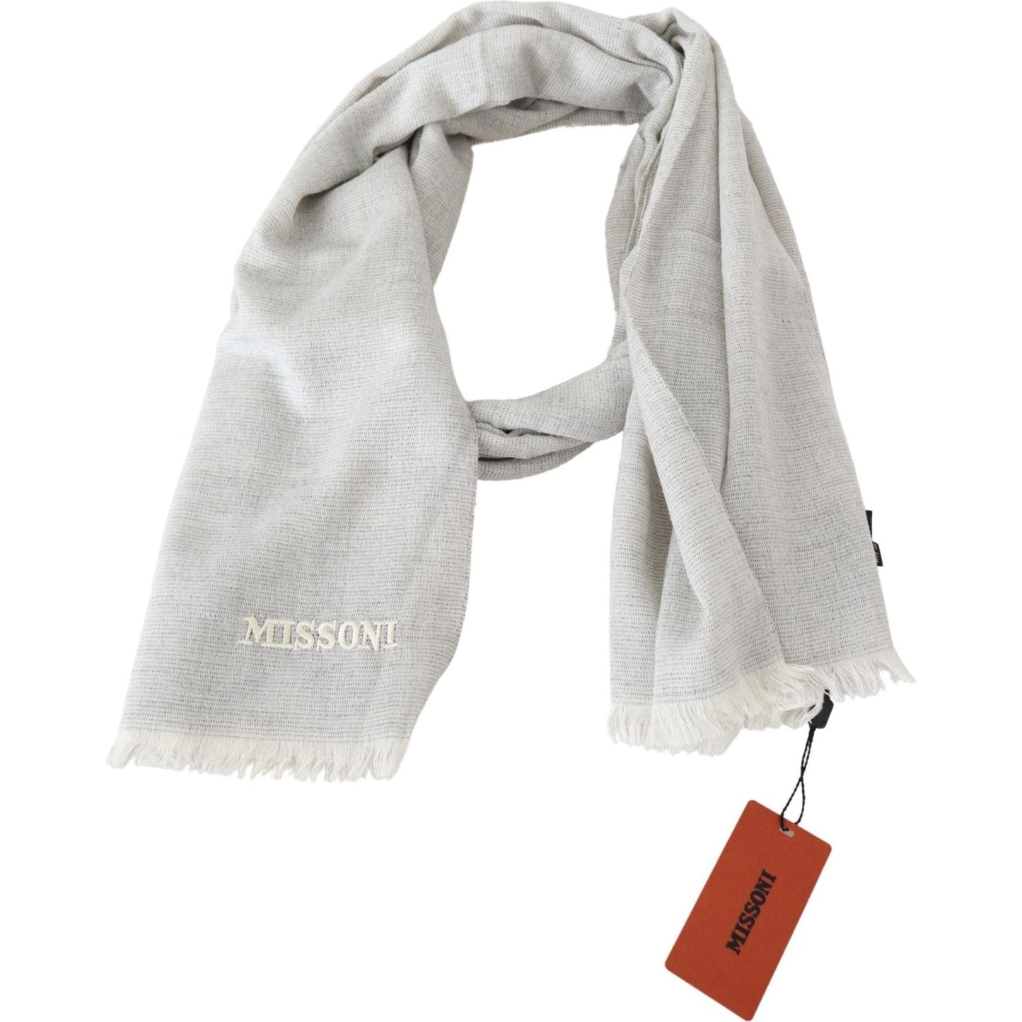 Missoni Elegant Wool Scarf with Signature Embroidery Missoni Gray