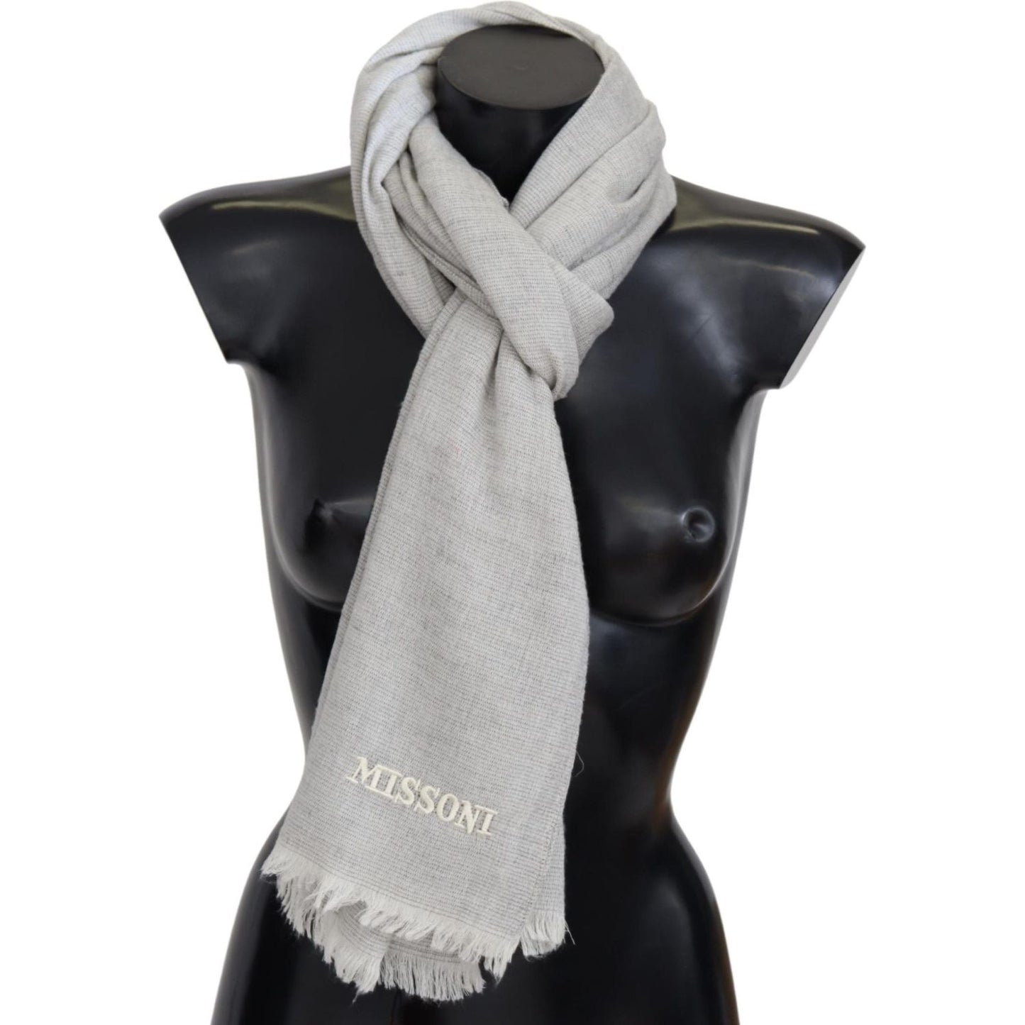 Missoni Elegant Wool Scarf with Signature Embroidery Missoni Dark Slate Gray