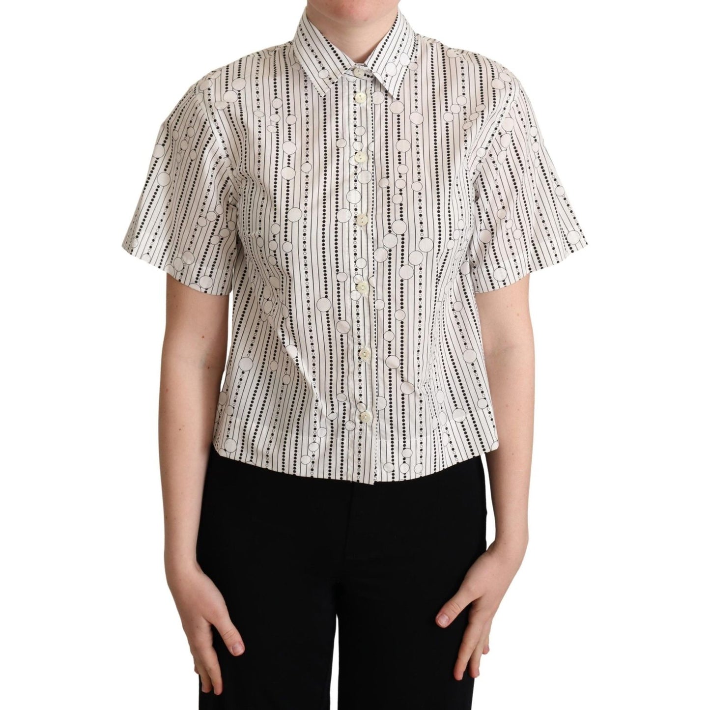 Dolce & Gabbana Geometric Elegance Collared Polo Top Dolce & Gabbana Gray