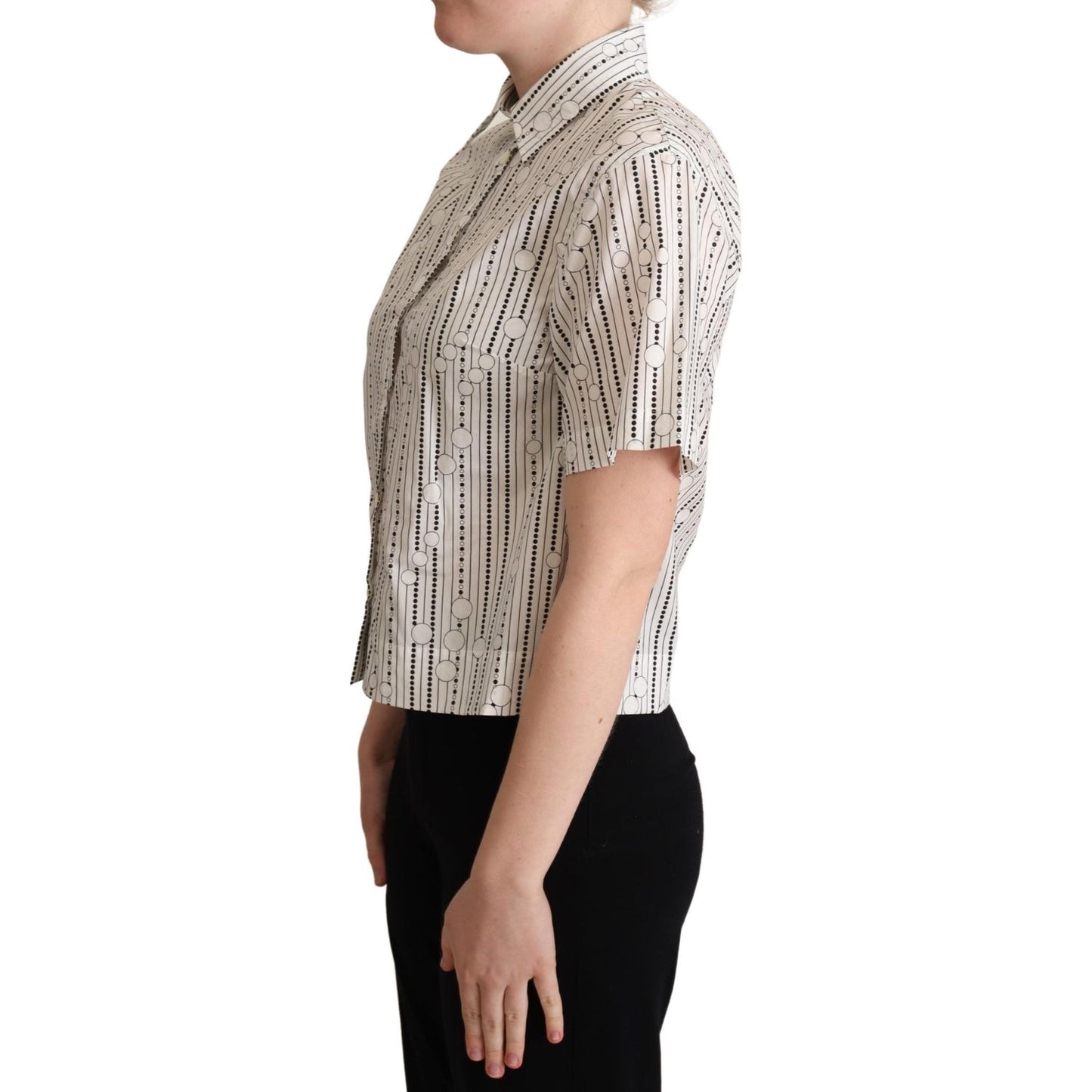 Dolce & Gabbana Geometric Elegance Collared Polo Top Dolce & Gabbana Rosy Brown