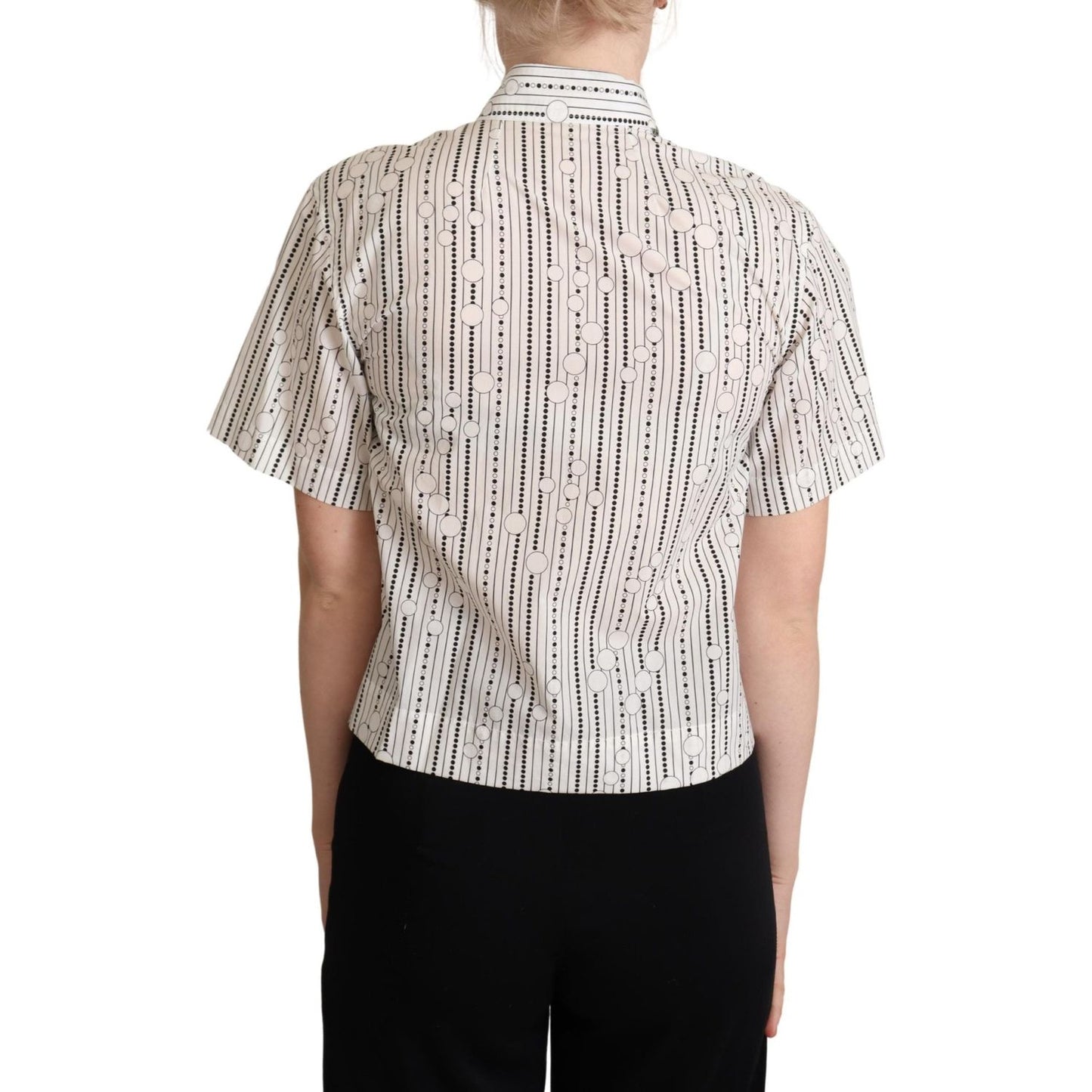 Dolce & Gabbana Geometric Elegance Collared Polo Top Dolce & Gabbana Black