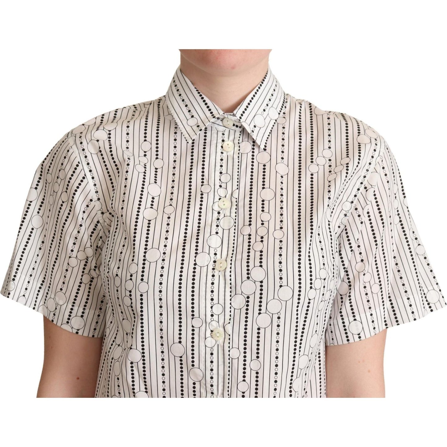 Dolce & Gabbana Geometric Elegance Collared Polo Top Dolce & Gabbana Light Gray