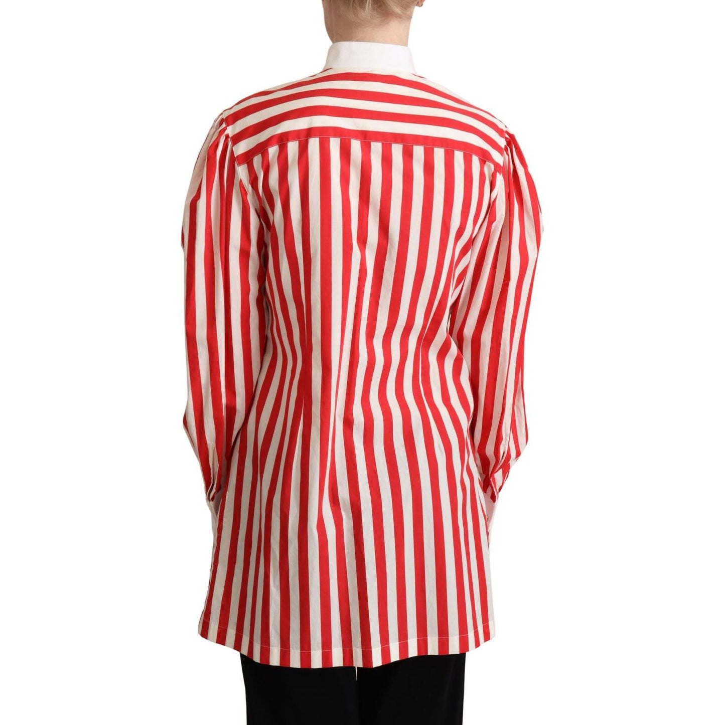 Dolce & Gabbana Elegant Red and White Stripe Cotton Polo Top Dolce & Gabbana Firebrick