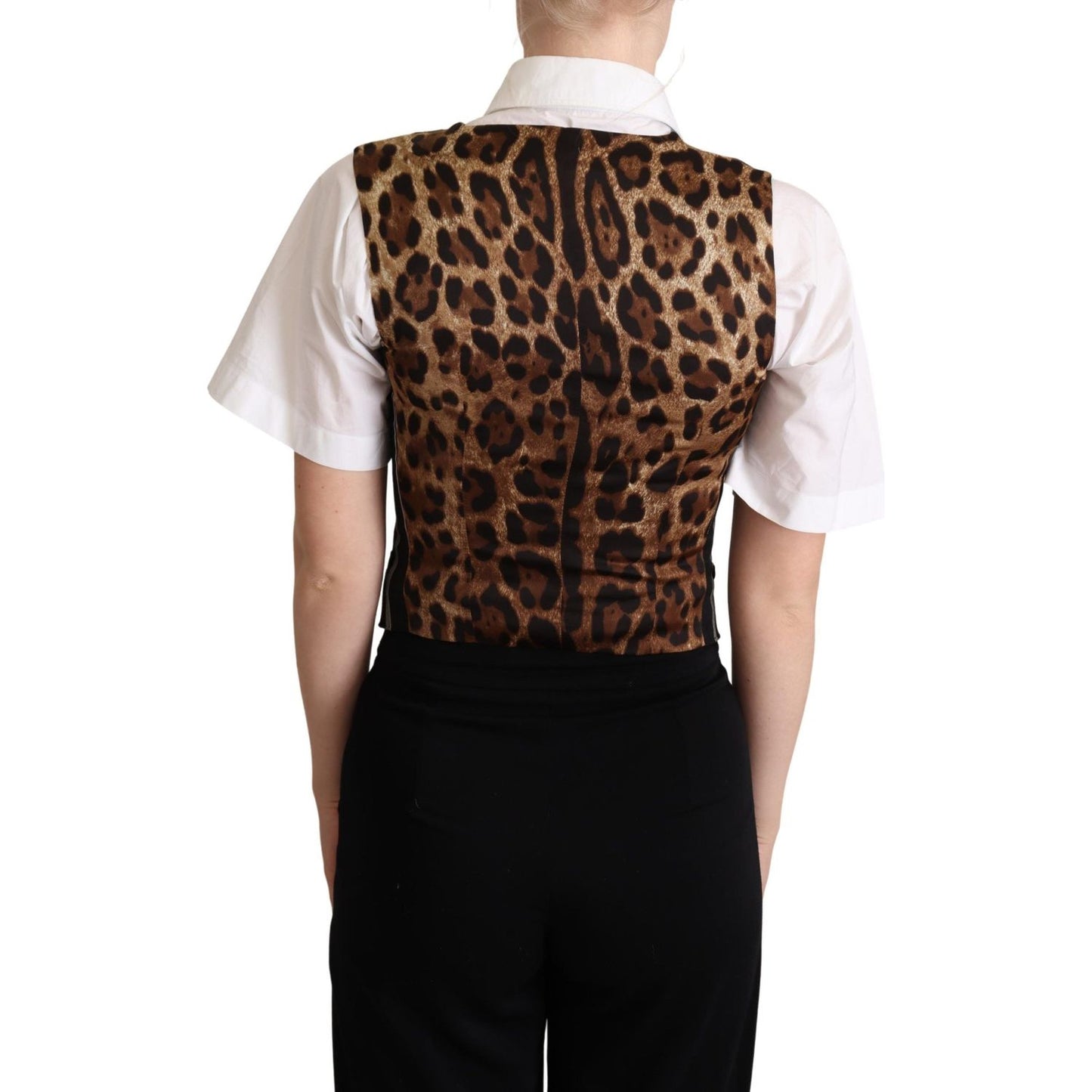 Dolce & Gabbana Chic Black Leopard Print Waistcoat Dolce & Gabbana Gray