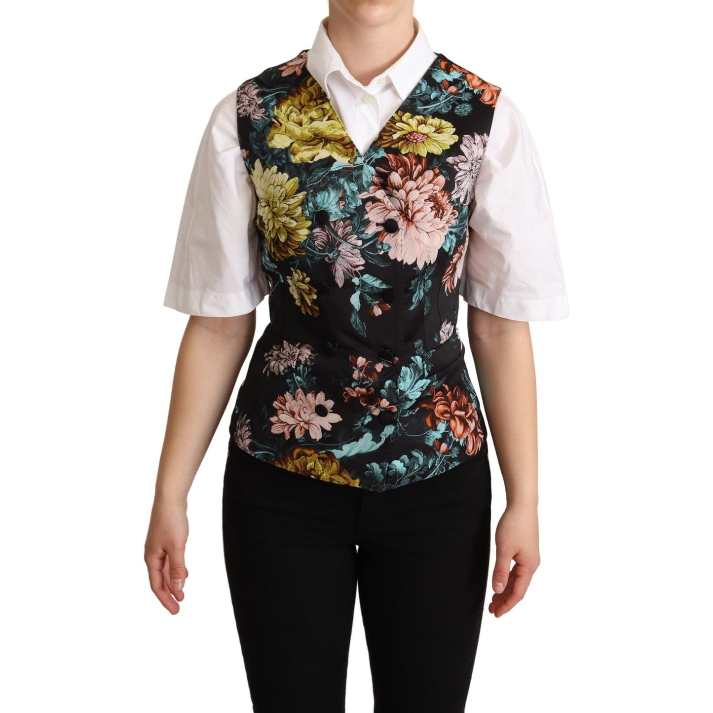Dolce & Gabbana Exquisite Floral Jacquard Waistcoat Dolce & Gabbana Dark Slate Gray