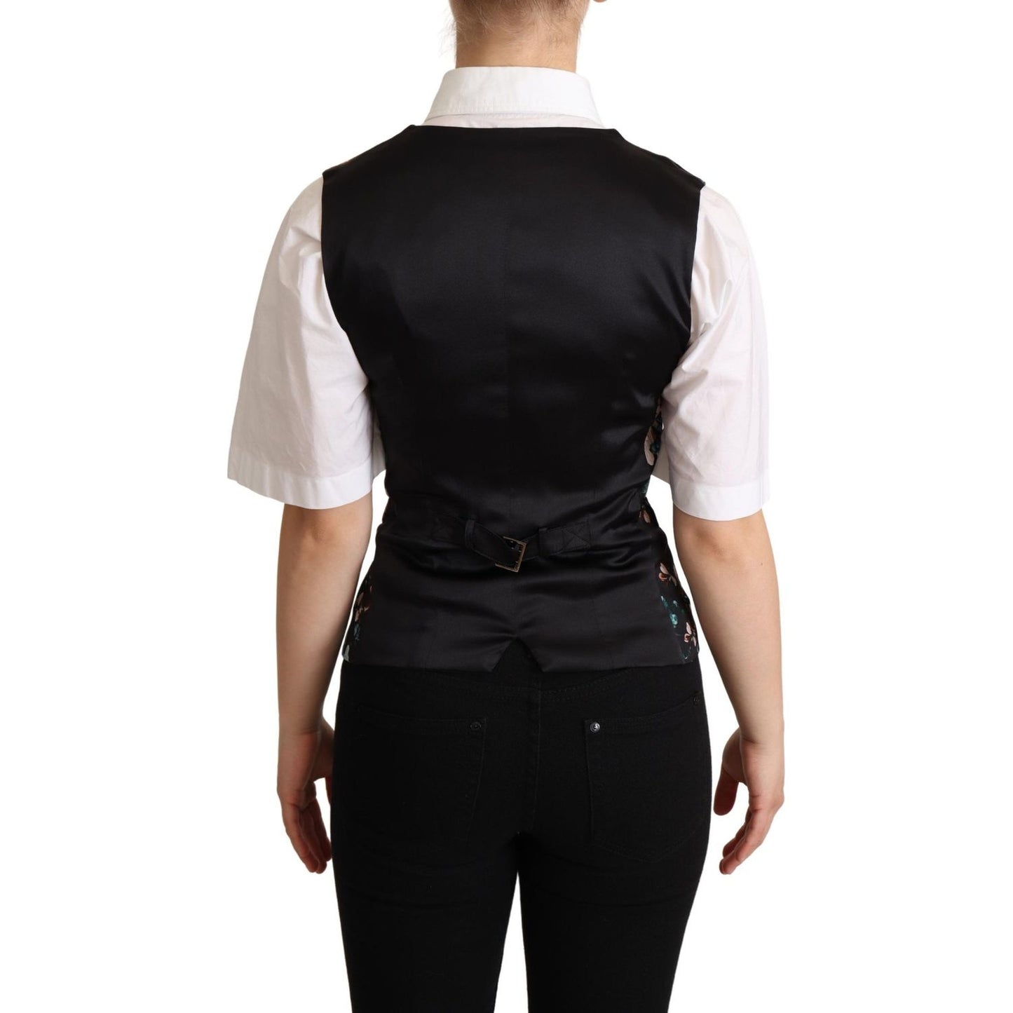 Dolce & Gabbana Exquisite Floral Jacquard Waistcoat Dolce & Gabbana Gray