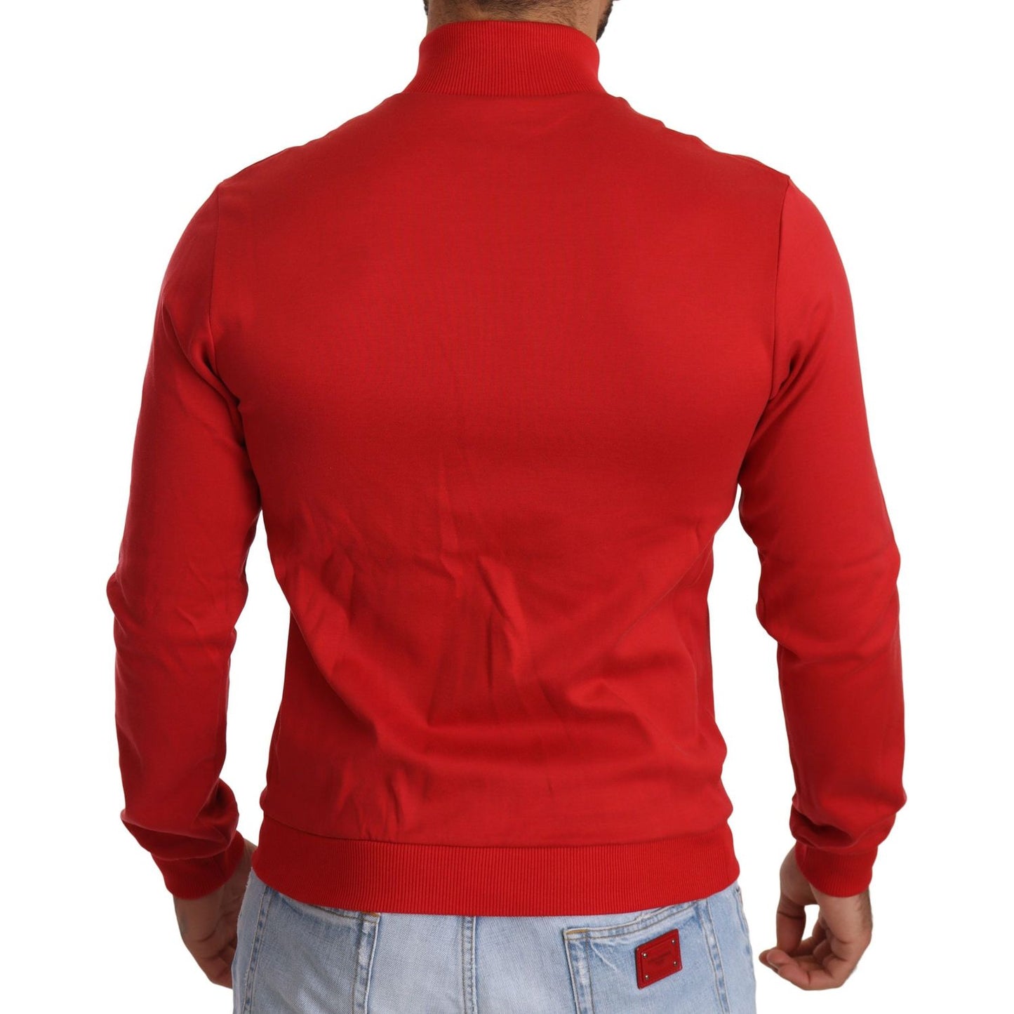 Dolce & Gabbana Elegant Red Full Zip Sweater with DG Motor Club Motif MAN SWEATERS Dolce & Gabbana Firebrick