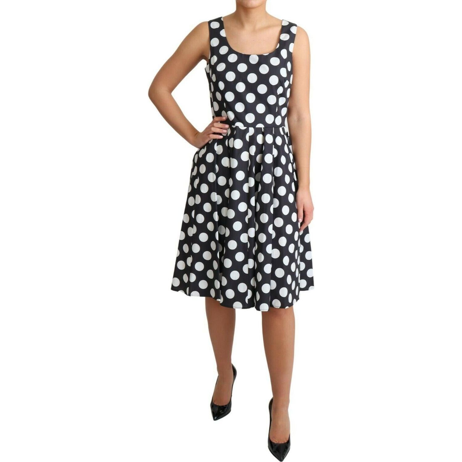 Dolce & Gabbana Black Polka Dotted Cotton A-Line Dress