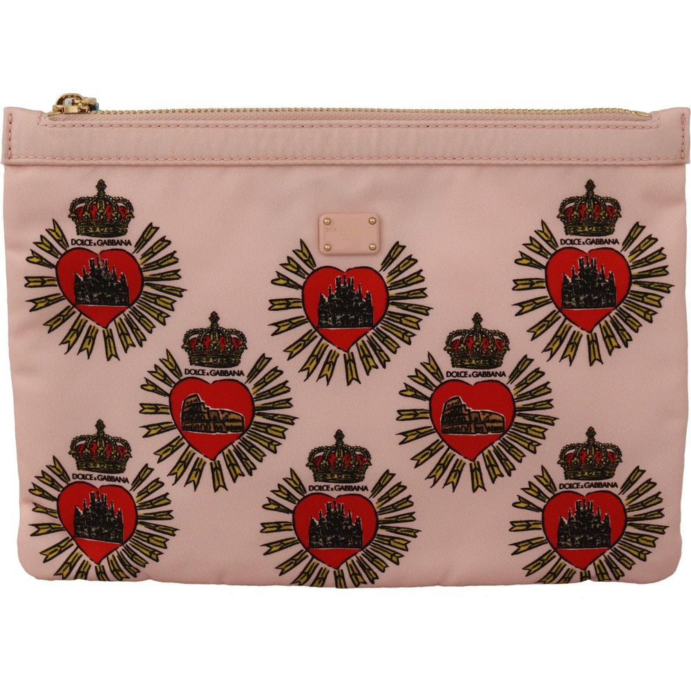 Dolce & Gabbana Clutch Pink D&G Logo Devotion Heart Toiletry Pouch Wallet VAS12892
