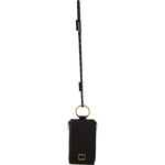 Dolce & Gabbana Black Leather Logo Plaque Neck Strap Card Coin Wallet VAS12893