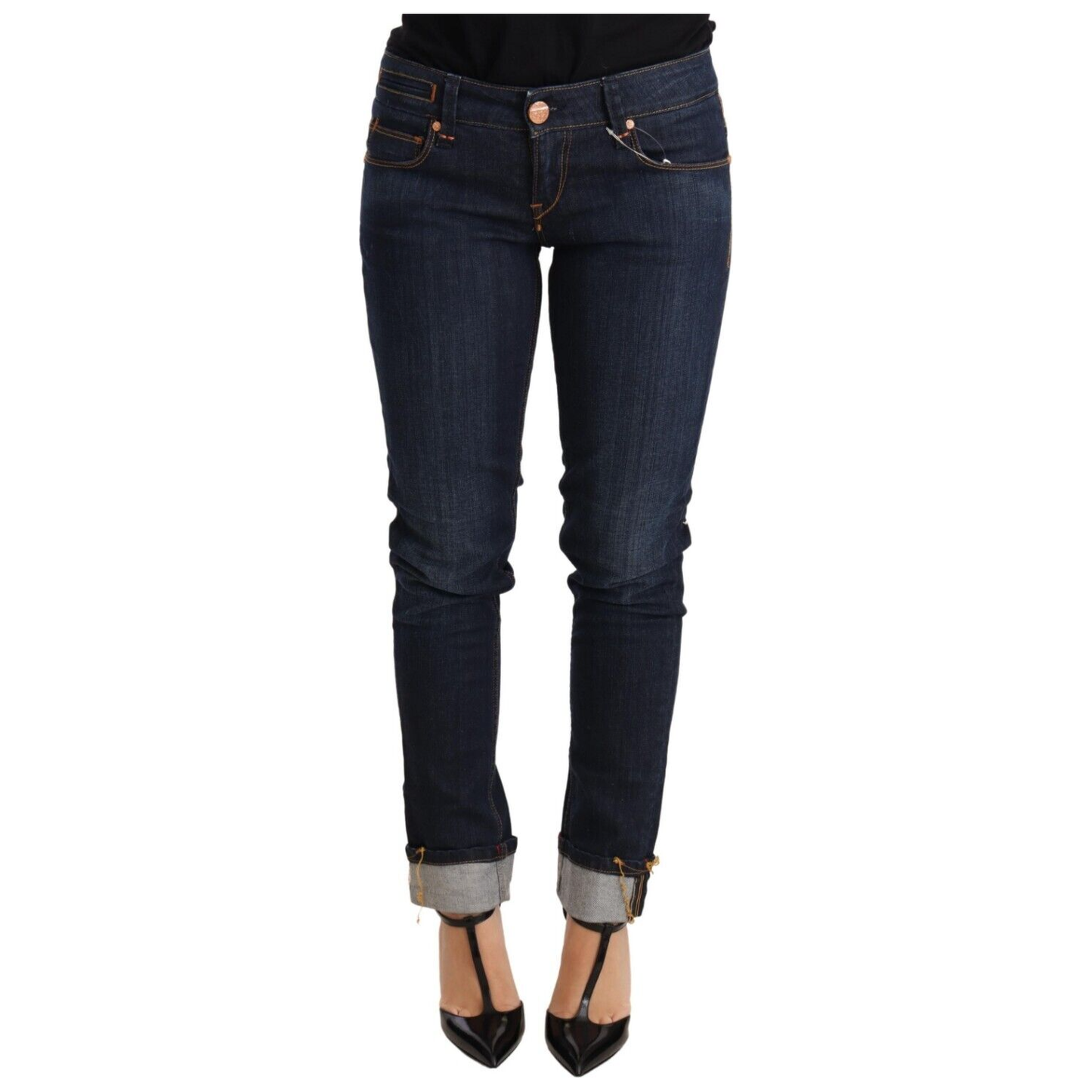 Acht Chic Low Waist Skinny Denim Jeans & Pants Acht Black