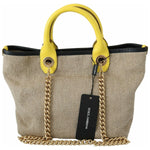 Dolce & Gabbana Beige Gold Chain Strap Shoulder Sling Purse Tote Bag VAS8770