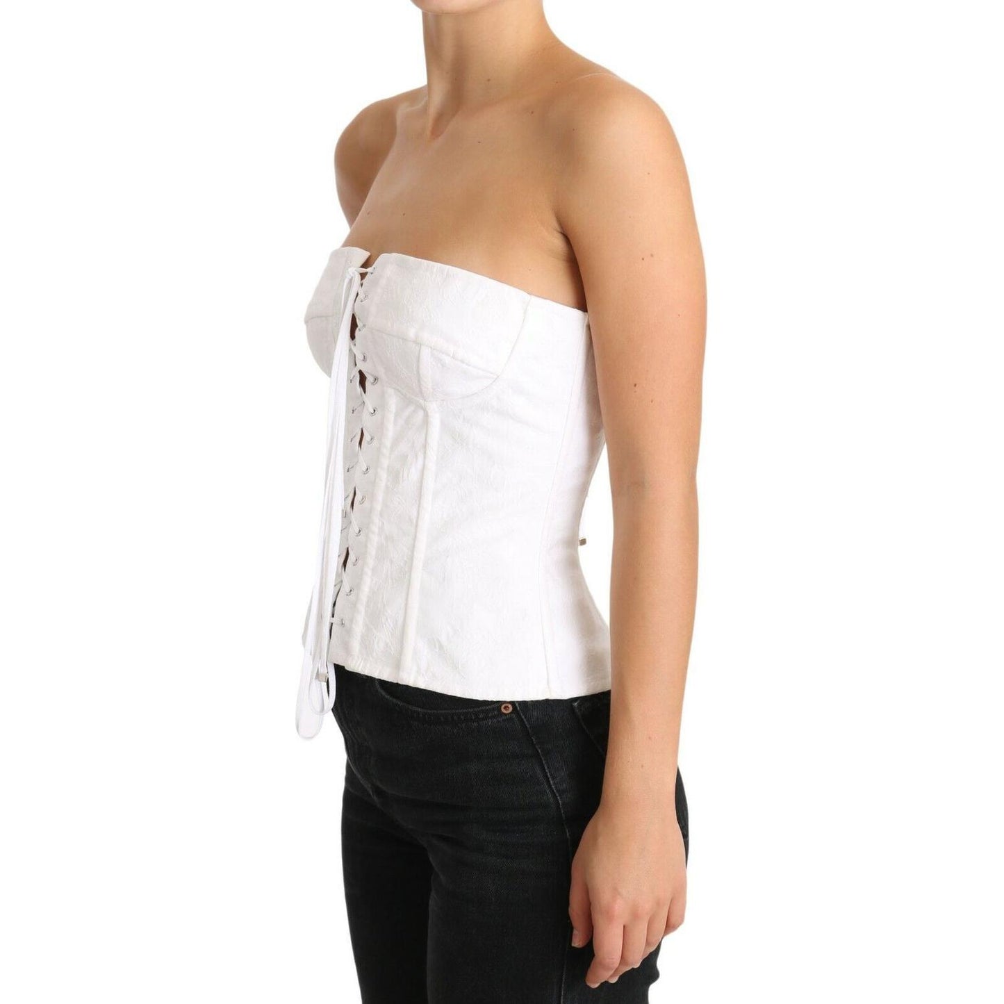 Dolce & Gabbana Elegant White Strapless Corset Top WOMAN TOPS AND SHIRTS Dolce & Gabbana Black