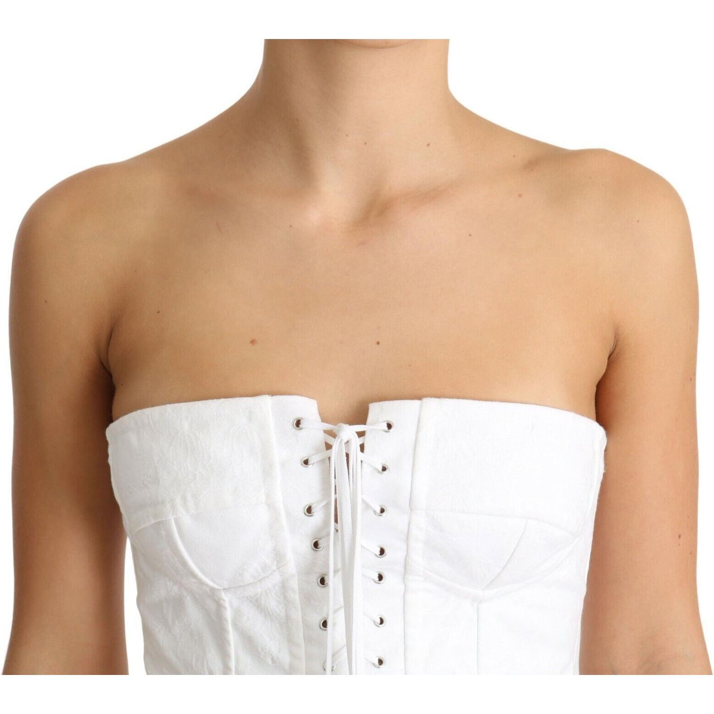 Dolce & Gabbana Elegant White Strapless Corset Top WOMAN TOPS AND SHIRTS Dolce & Gabbana Tan