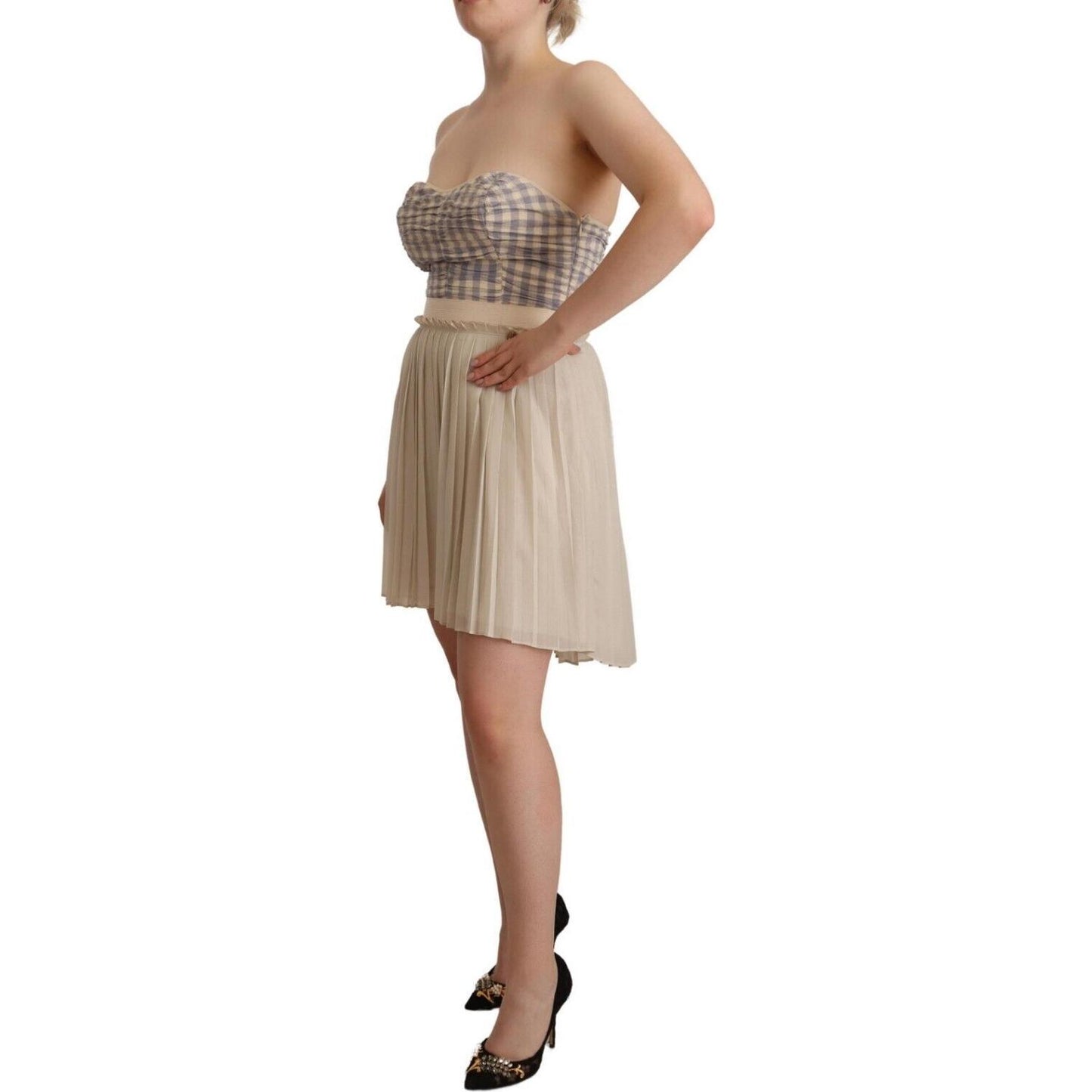 Guess Chic Beige Strapless A-Line Dress WOMAN DRESSES Guess Rosy Brown