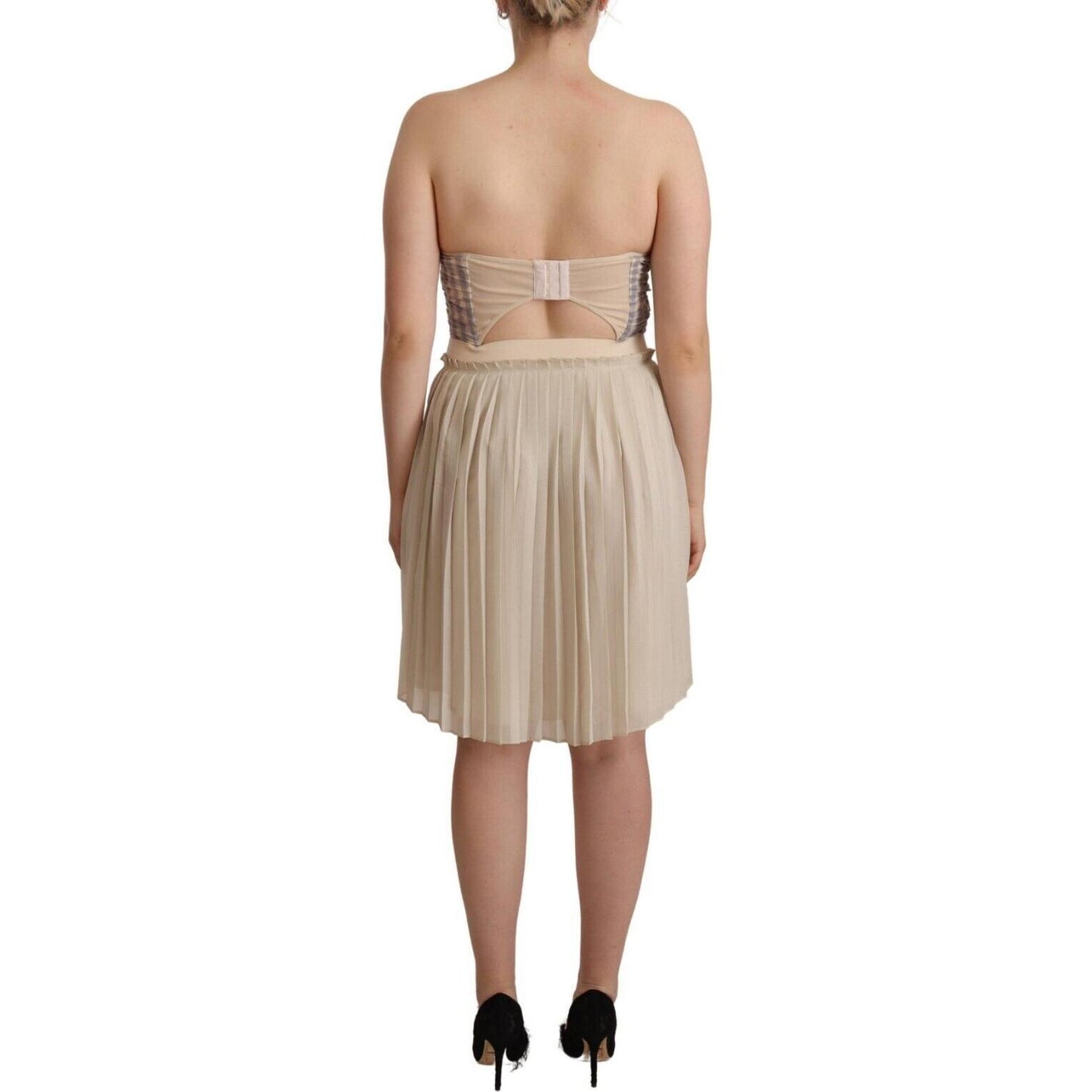 Guess Chic Beige Strapless A-Line Dress WOMAN DRESSES Guess Rosy Brown