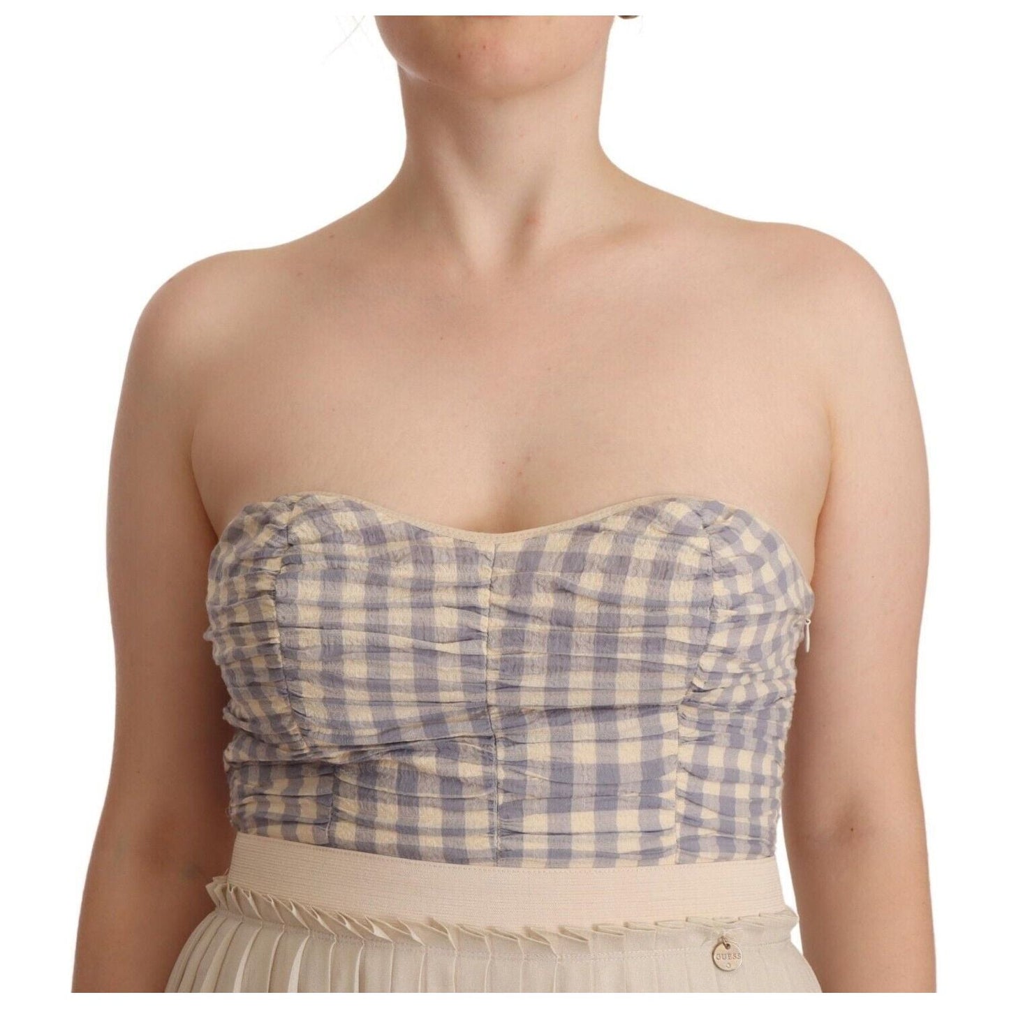 Guess Chic Beige Strapless A-Line Dress WOMAN DRESSES Guess Rosy Brown