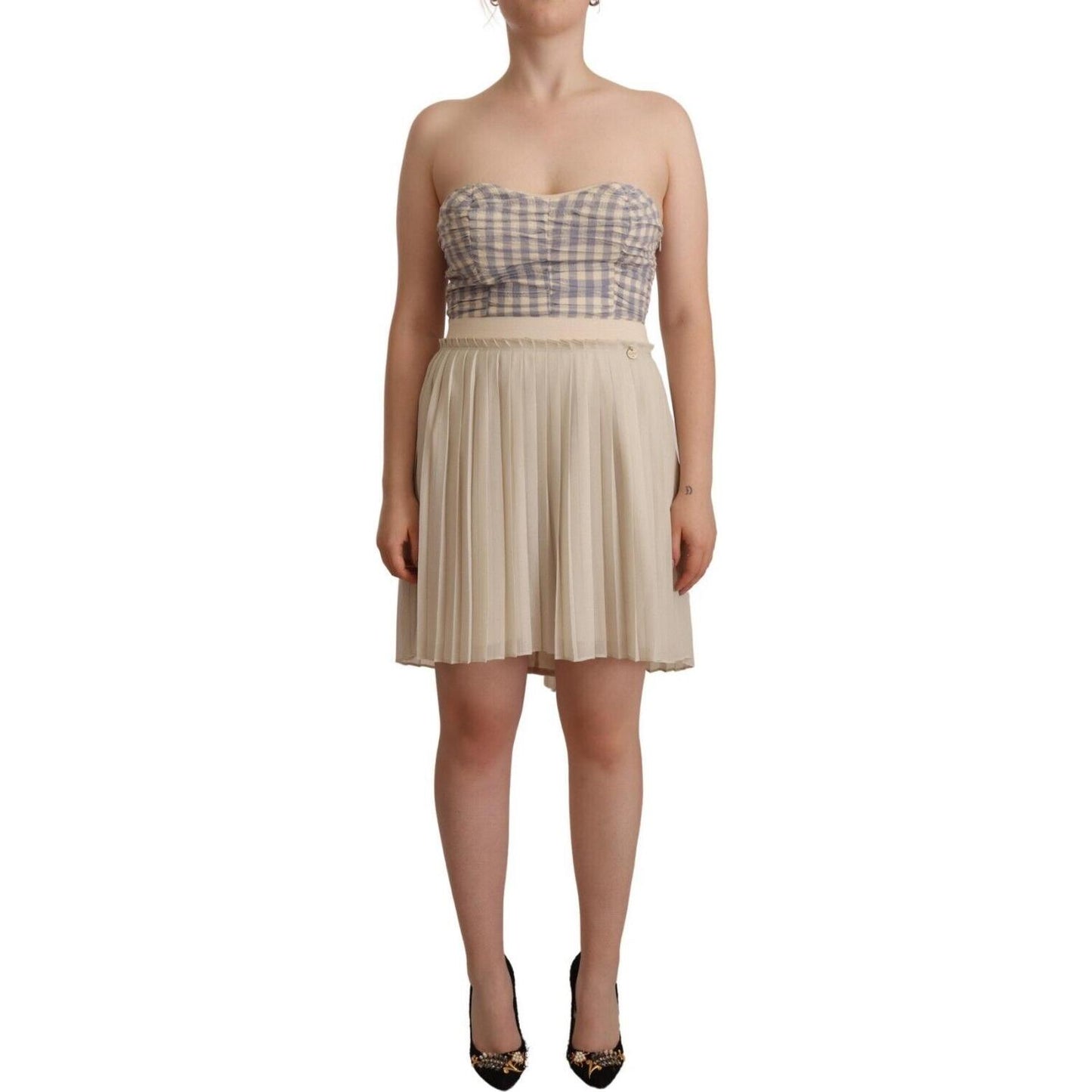 Guess Chic Beige Strapless A-Line Dress WOMAN DRESSES Guess Rosy Brown