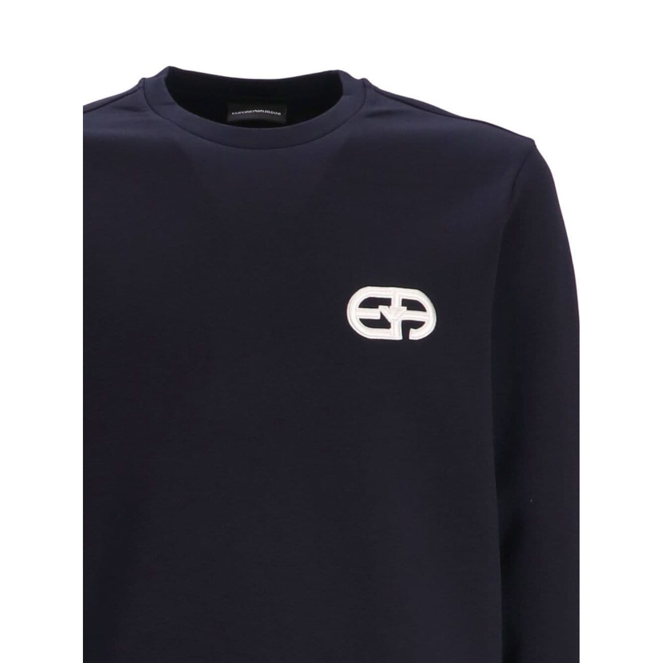 Emporio Armani Double-jersey sweatshirt with embossed embroidered EA logo Topwear