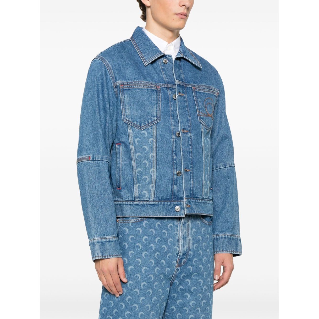 Marine Serre crescent moon-print denim jacket Jackets