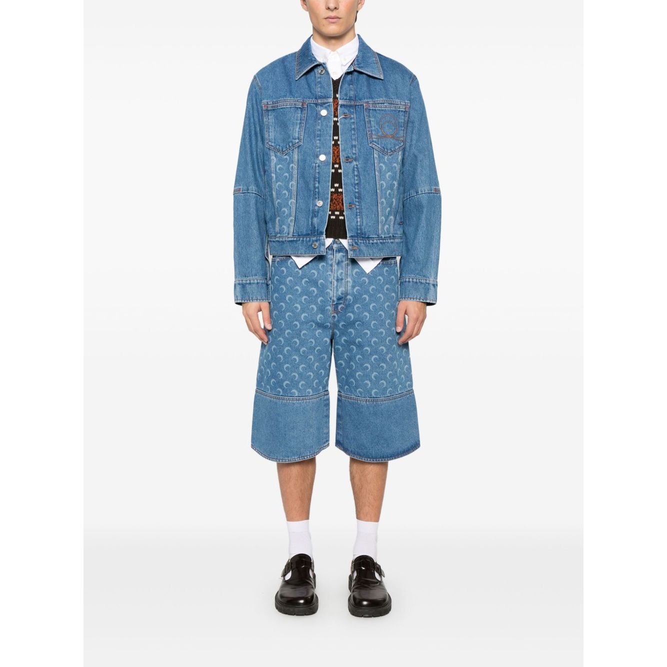 Marine Serre crescent moon-print denim jacket Jackets