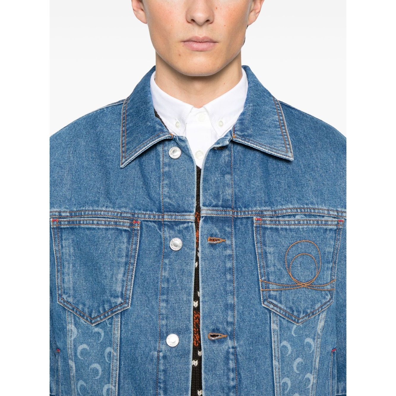 Marine Serre crescent moon-print denim jacket Jackets