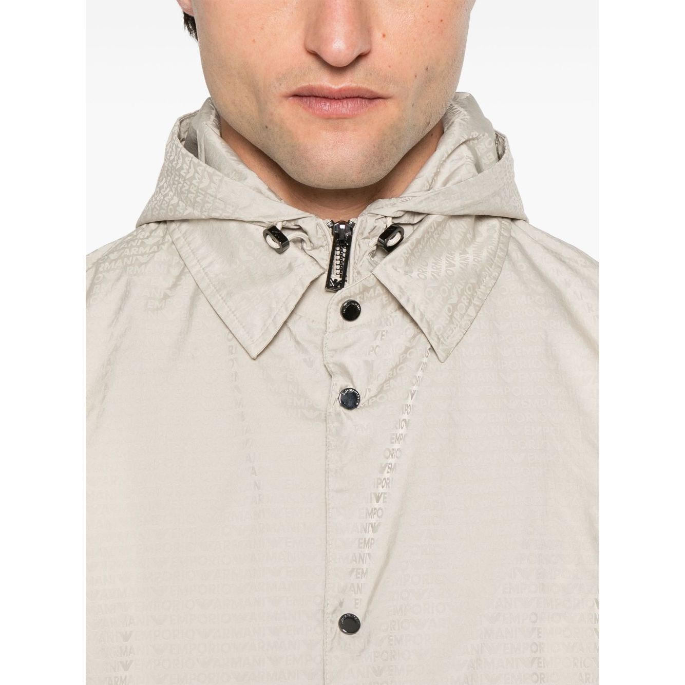 Emporio Armani Blouson with internal nylon bib jacquard all-over lettering Jackets