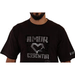 Dolce & Gabbana Elegant Burgundy L'Amore Crew Neck Tee Dolce & Gabbana Black