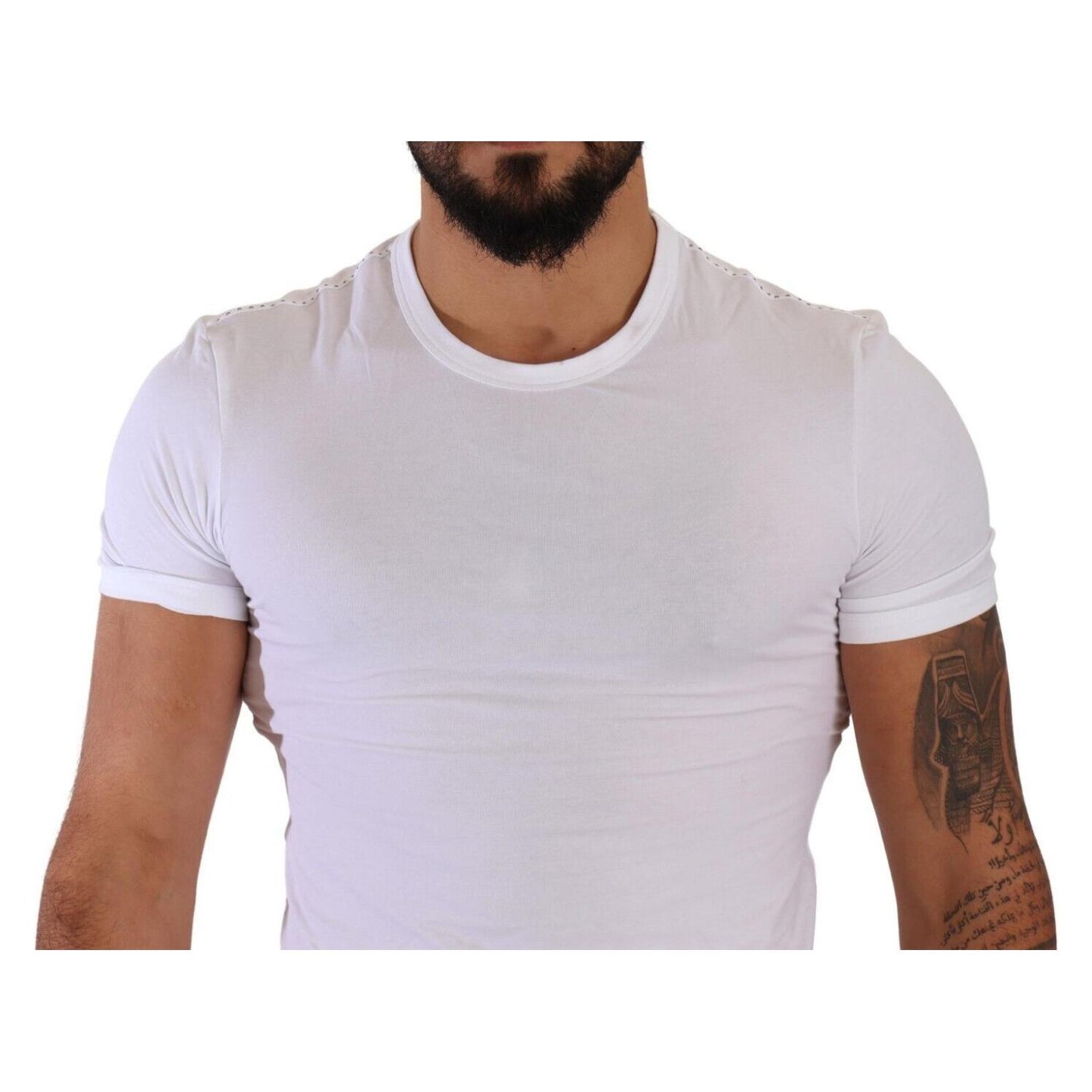 Dolce & Gabbana Elegant White Cotton Blend Round Neck Tee Dolce & Gabbana Thistle