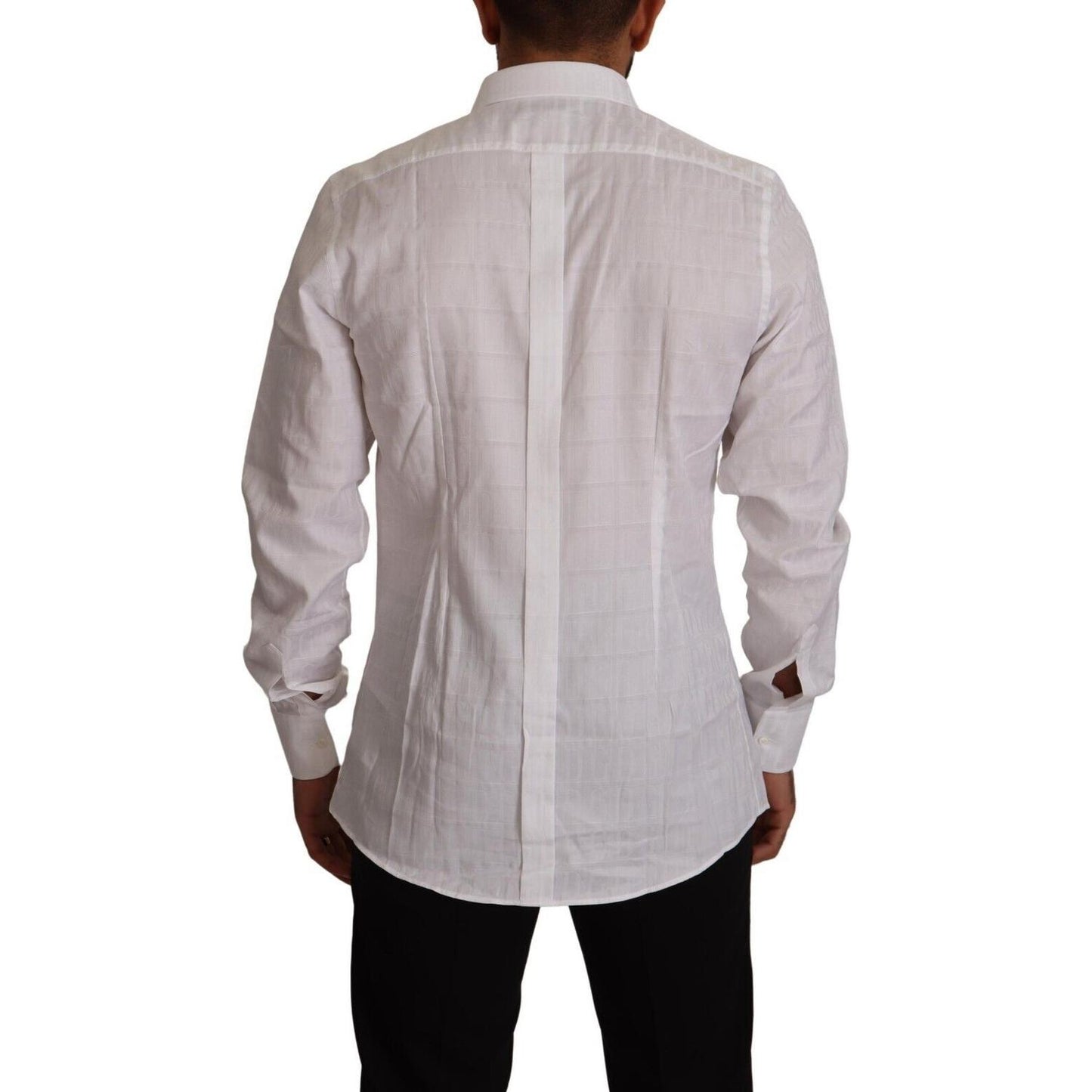 Dolce & Gabbana Elegant White Cotton Dress Shirt - Slim Fit Dolce & Gabbana Dark Gray