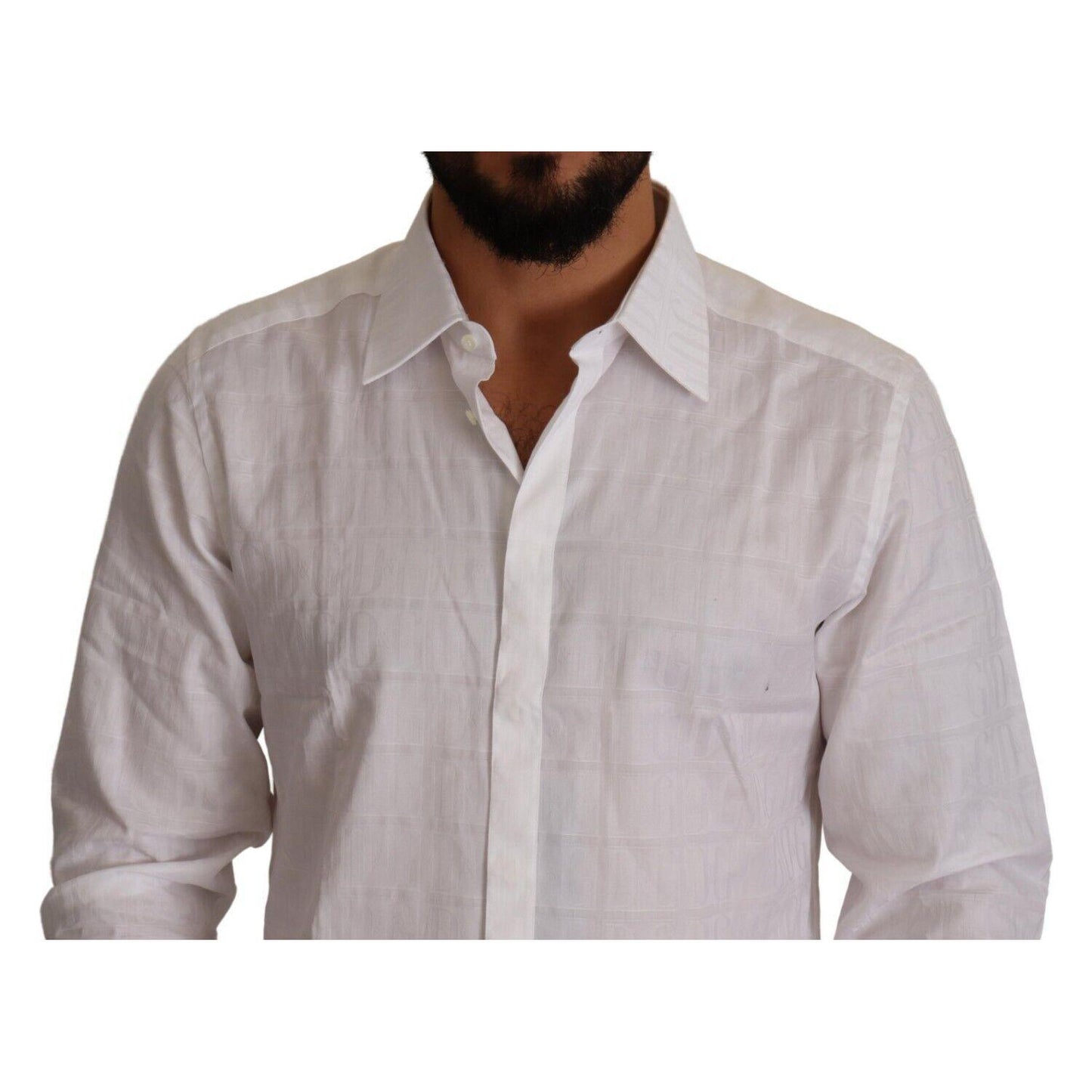 Dolce & Gabbana Elegant White Cotton Dress Shirt - Slim Fit Dolce & Gabbana Dark Gray
